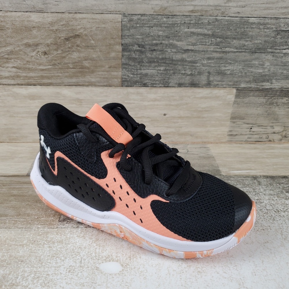 Under Armour JET '23 Kids Basketball Shoe Sz 13 Black Bubble Peach White Sneaker